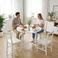 HOMCOM Folding Dining with Steel Frame for Small Spaces, White | Size: 80 cm x 80 cm