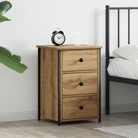 Berkfield Home Bedside Table Artisan Oak Engineered wood Compact Durable in Beige