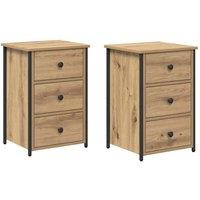Berkfield Home Artisan Oak Bedside Tables Artisan Oak Engineered Wood Compact in Brown