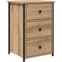 Berkfield Home Bedside Table Artisan Oak Engineered wood Compact Durable in Beige