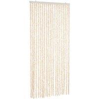 Berkfield Home Fly Curtain Beige & White 90x220 cm Chenille