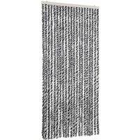 Berkfield Home Fly Curtain Grey & Black & White 90x200 cm Chenille