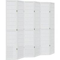Berkfield Home Room Divider 6 Panels White Solid Wood Paulownia