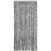 Berkfield Home Soft Fly Curtain Grey & Black & White 90x200 cm Chenille