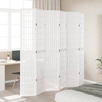 Berkfield Home Room Divider 6 Panels White Solid Wood Paulownia