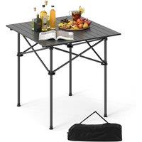 Costway Folding Camping Table Portable Aluminum Roll Up Table Lightweight in Black