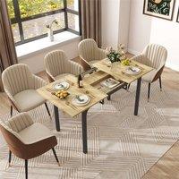 Nordara Extendable Wood Dining Table, Modern Kitchen Table for 8 People in Brown