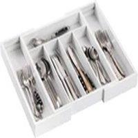 EONLION Expandable Bamboo Cutlery Tray Drawer Organiser White