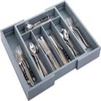 EONLION Expandable Bamboo Cutlery Tray Drawer Organiser Grey