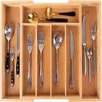 EONLION Expandable Bamboo Cutlery Tray Drawer Organiser Natural
