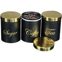Havendro Black Set of 3 Tea, Coffee, Sugar canisters Storage Container
