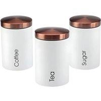 Havendro White Set of 3 Tea, Coffee, Sugar canisters Storage Container