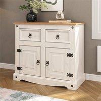 Nordara Sideboard White 2 Door 2 Drawer Cupboard Mexican Solid Pine