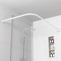 Nordara White U L Shaped Adjustable Shower Curtain Rail, Non-Rust Corner Pole