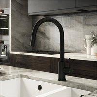 Nordara Swan Neck Pull Out Mono Kitchen Mixer Tap in Black
