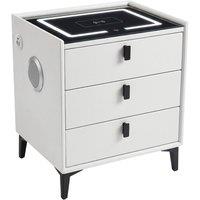 Sliding Wardrobes 4U Multifunctional Bedside Table with LED, Charging & Bluetooth Speaker in White