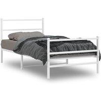Berkfield Home Metal Bed Frame without Mattress with Footboard White 107x203cm in White | Size: 107x203 cm