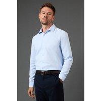 Burton Men's Slim Fit Basket Weave Smart Long Sleeve Shirt in Blue | Size: 16 inches