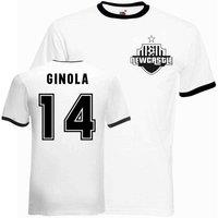 Newcastle United FC Men's Mens David Ginola Newcastle Ringer Tee in Black | Size: Large