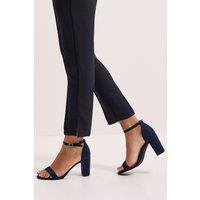 Dorothy Perkins Women's Wide Fit Spark High Block Heel Sandals in Navy | Size: 4