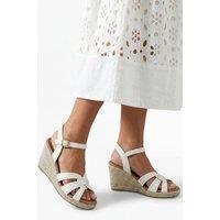 Wallis Women's Danica Faux Leather Cross Strap High Espadrille Wedge Sandals in White | Size: 7