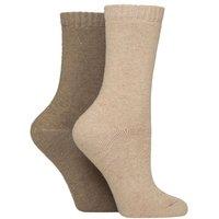 Glenmuir Women's 2 Pairs Thermal Wool Blend Boot Socks in Brown | Size: 4-8