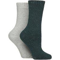 Glenmuir Women's 2 Pairs Thermal Wool Blend Boot Socks in Green | Size: 4-8