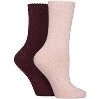Glenmuir Women's 2 Pairs Thermal Wool Blend Boot Socks in Pink | Size: 4-8