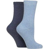 Glenmuir Women's 2 Pairs Thermal Wool Blend Boot Socks in Blue | Size: 4-8