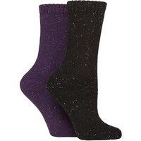 Glenmuir Women's 2 Pairs Thermal Wool Blend Boot Socks in Purple | Size: 4-8