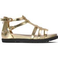 XY London Women's 'Haden' Flatform Gladiator Sandals With Chunky Sole in Metallic Gold | Size: 4