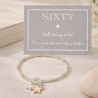My Posh Shop Women's 60th Birthday Star Charm Bracelet in Silver & Gold