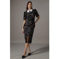 Coast Women's Lace Shirt Midi Dress Contrast Colour in Black | Size: 10