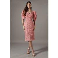 Coast Women's Floral Pleated Sleeve Pencil Dress in Blush | Size: 10