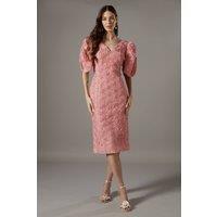 Coast Women's Floral Pleated Sleeve Pencil Dress in Blush | Size: 14