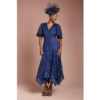 Coast Women's Placement Lace Hanky Hem Dress in Navy | Size: 10