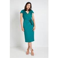 Wallis Women's Occasion Scuba Corsage Midi Dress in Forest | Size: 14