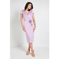 Wallis Women's Occasion Scuba Corsage Midi Dress in Mauve | Size: 10