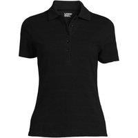 Lands' End Women's Petite Textured Stripe Piqu Polo Shirt in Black | Size: 14-16