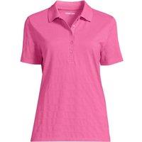 Lands' End Women's Petite Textured Stripe Piqu Polo Shirt in Pink | Size: 10-12