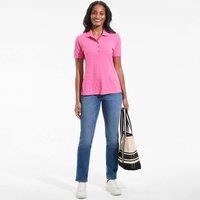 Lands' End Women's Textured Stripe Piqu Polo Shirt in Pink | Size: 20
