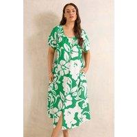 Evans Women's Floral Swing Midi Dress in Green | Size: 20