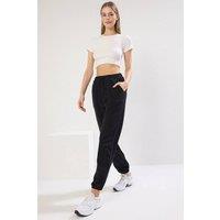 WOVCOR Women's High Waist Relaxed Fit Knit Joggers with Pocket Detail in Black | Size: XL