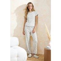 WOVCOR Women's Round Neck Short Sleeve Cotton Wide Rib Knit Pyjama Set | Size: Small