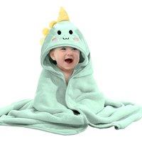 Dyzi Baby Hooded Towel Soft Absorbent Animal Cartoon Bath Towel for Kids in Light Green
