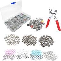 Neel Blue 9.5mm Snap Poppers Ring Fasteners with Plier Tool Kit - 120pcs in Silver