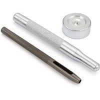Neel Blue 4-Part Press Studs Fixing Tool Kit with Hollow Hole Punch - 12.5mm in Silver