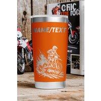 Bad Zebedee Personalised Motocross & Name/Text Engraved Thermal Tumbler in Orange | Size: 500ml