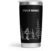 Bad Zebedee Personalised Snowboarder & Name/Text Engraved Thermal Tumbler in Black | Size: 500ml