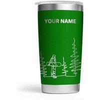 Bad Zebedee Personalised Snowboarder & Name/Text Engraved Thermal Tumbler in Green | Size: 500ml